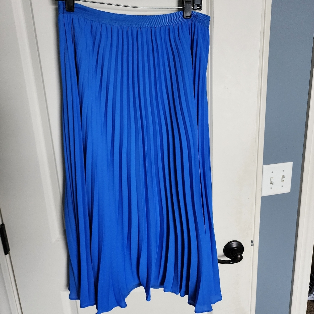 Banana Republic Royal Blue Midi Pleated Skirt